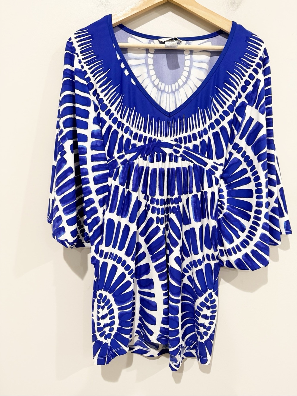 TRINA TURK Algiers Tunic Swim Cover-Up Blue White Size XS